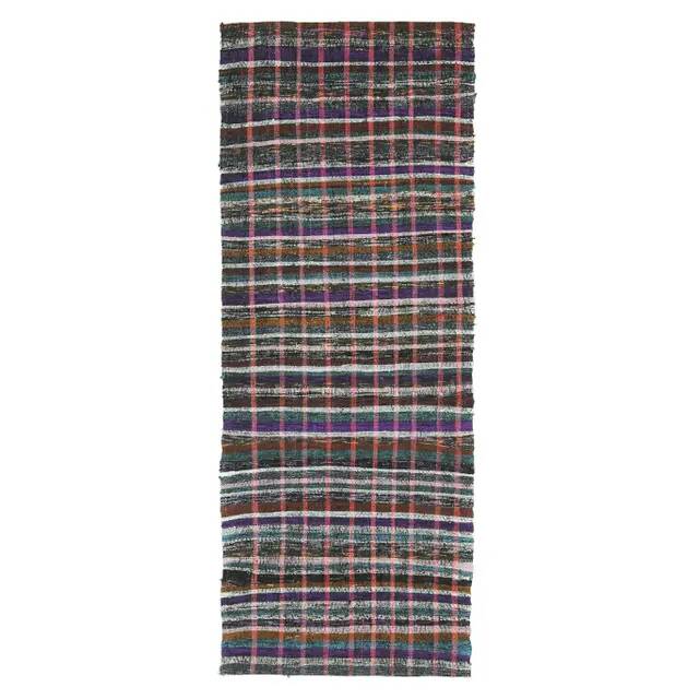 Vintage Turkish Hand-Knotted Wool Cotton Pink Kilim Runner Rug 83x220