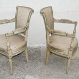 Pair of Directoire style cabriolet armchairs