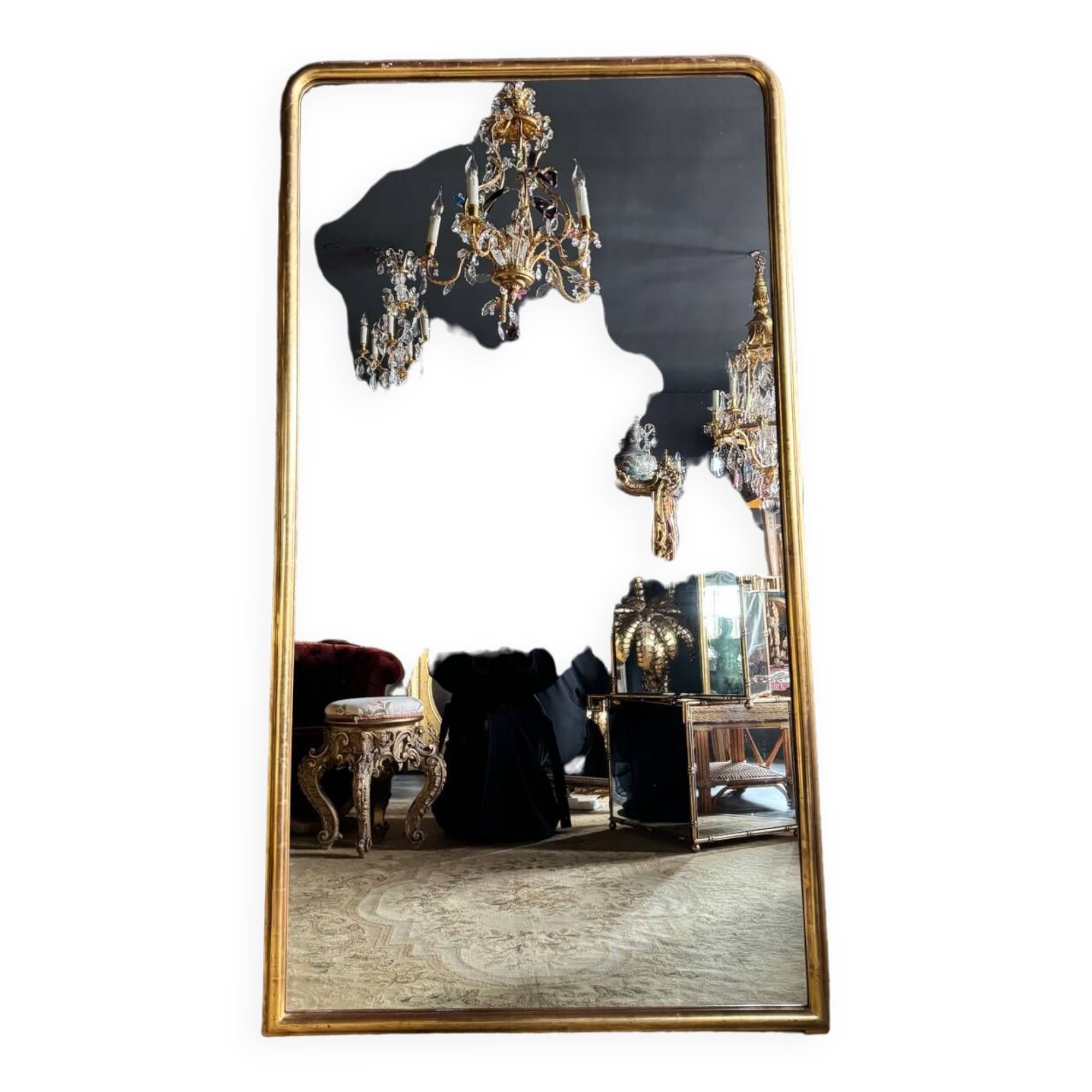 Miroir de cheminée d’époque louis philippe en bois doré (1m88x1m03) xixe