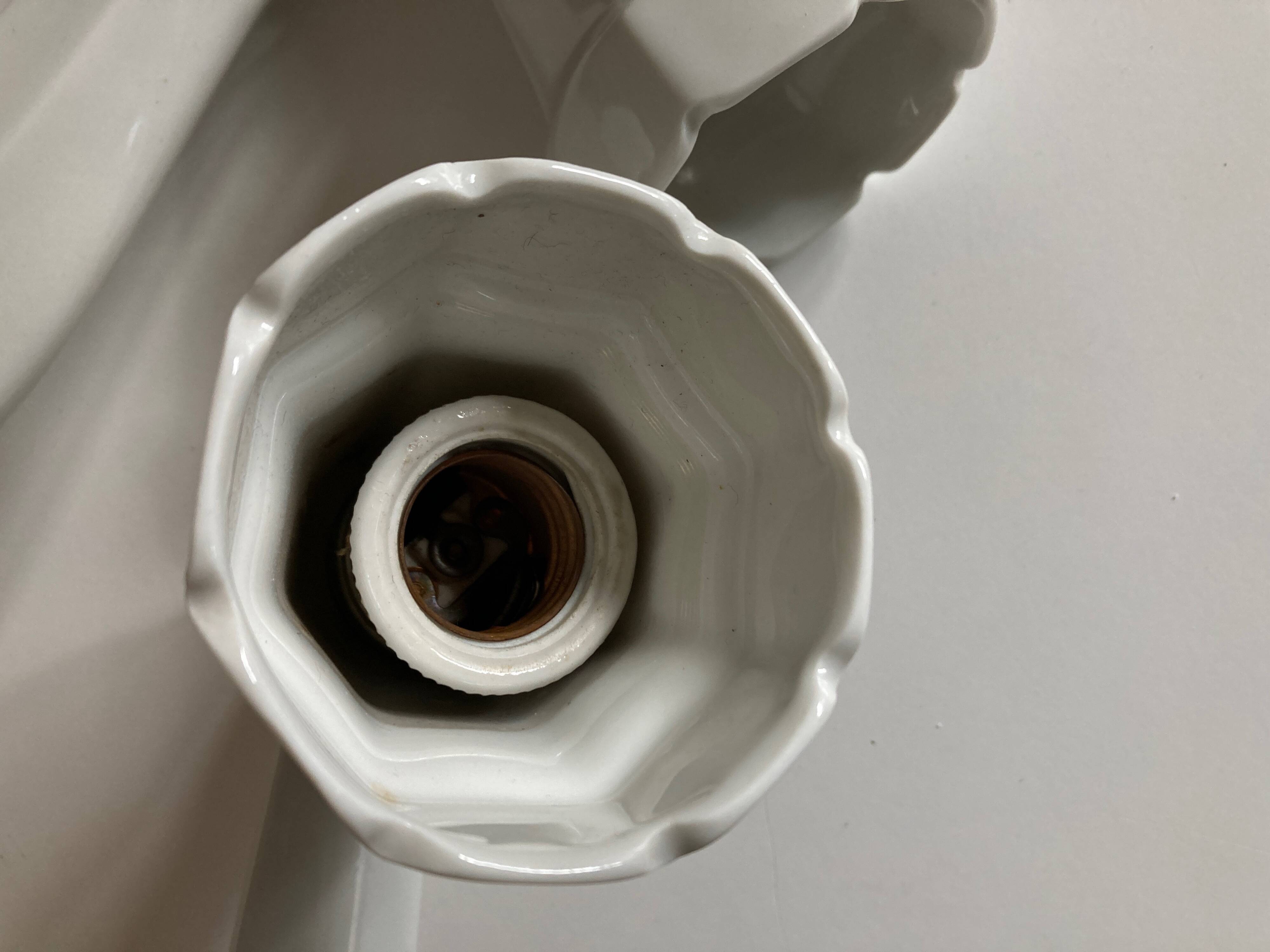 Pair of porcelain wall lights 1950 bathroom