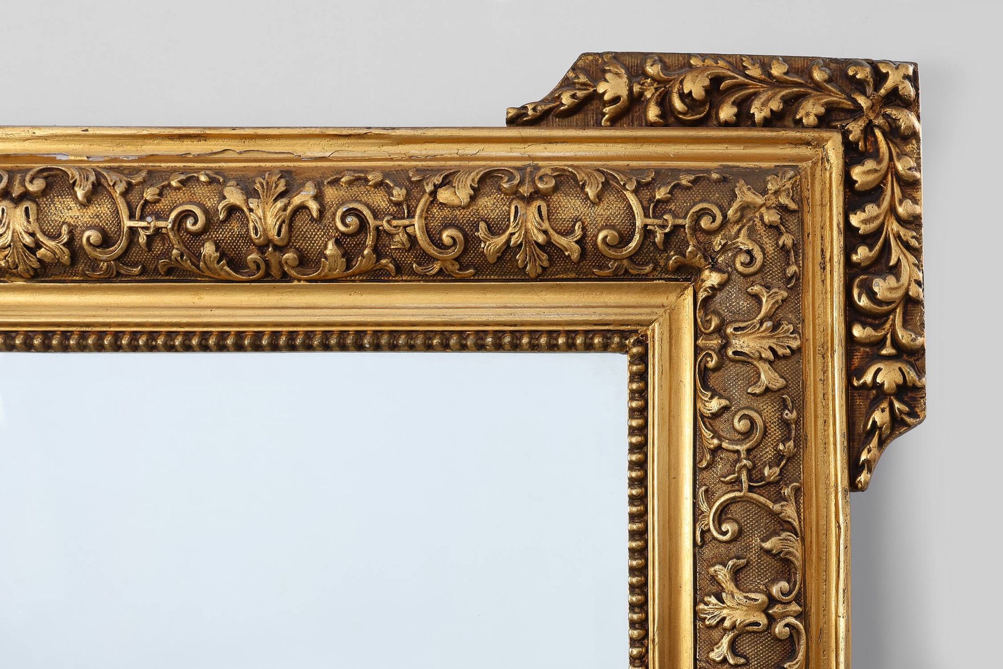 Large square giltwood mirror in Baroque style, 20th century