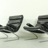 Set of 2 Black Leather Sinus lounge chairs, COR Germany, 1970s