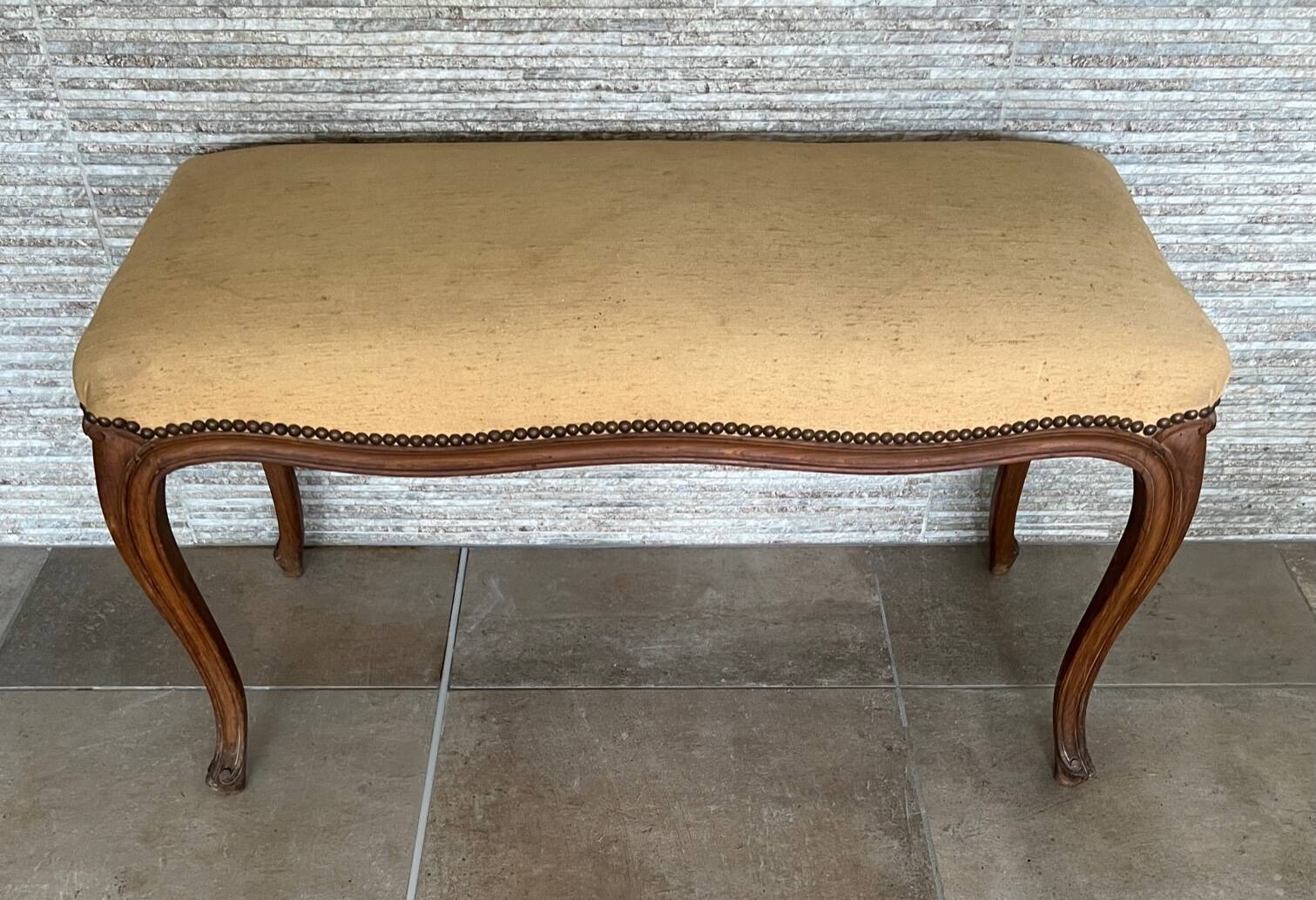 1900 Louis XV style bench in walnut, bench seat