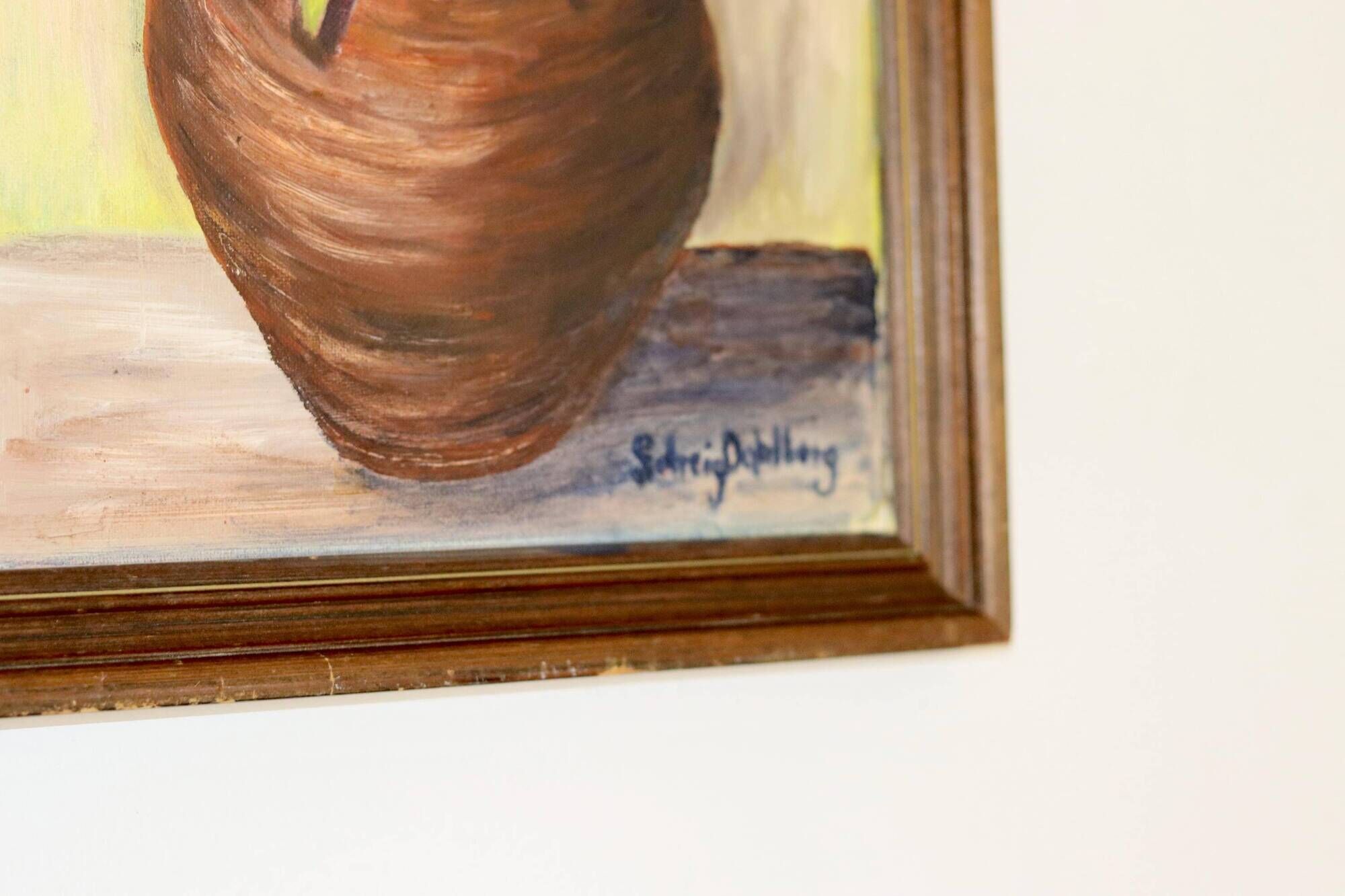 Original Swedish Mid-Century Oil on Panel " Still Life" by Solveig Dahlberg - Vintage & Framed