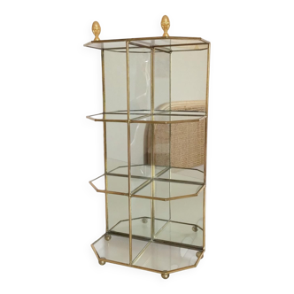 Vintage showcase in mirror glass and brass