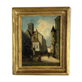 Oil on panel table from the early 19th century