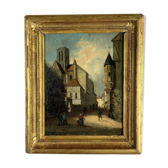 Oil on panel table from the early 19th century