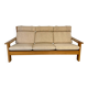 Three-seater canapé in solid oak with Scandinavian design fabric from the 1970s.