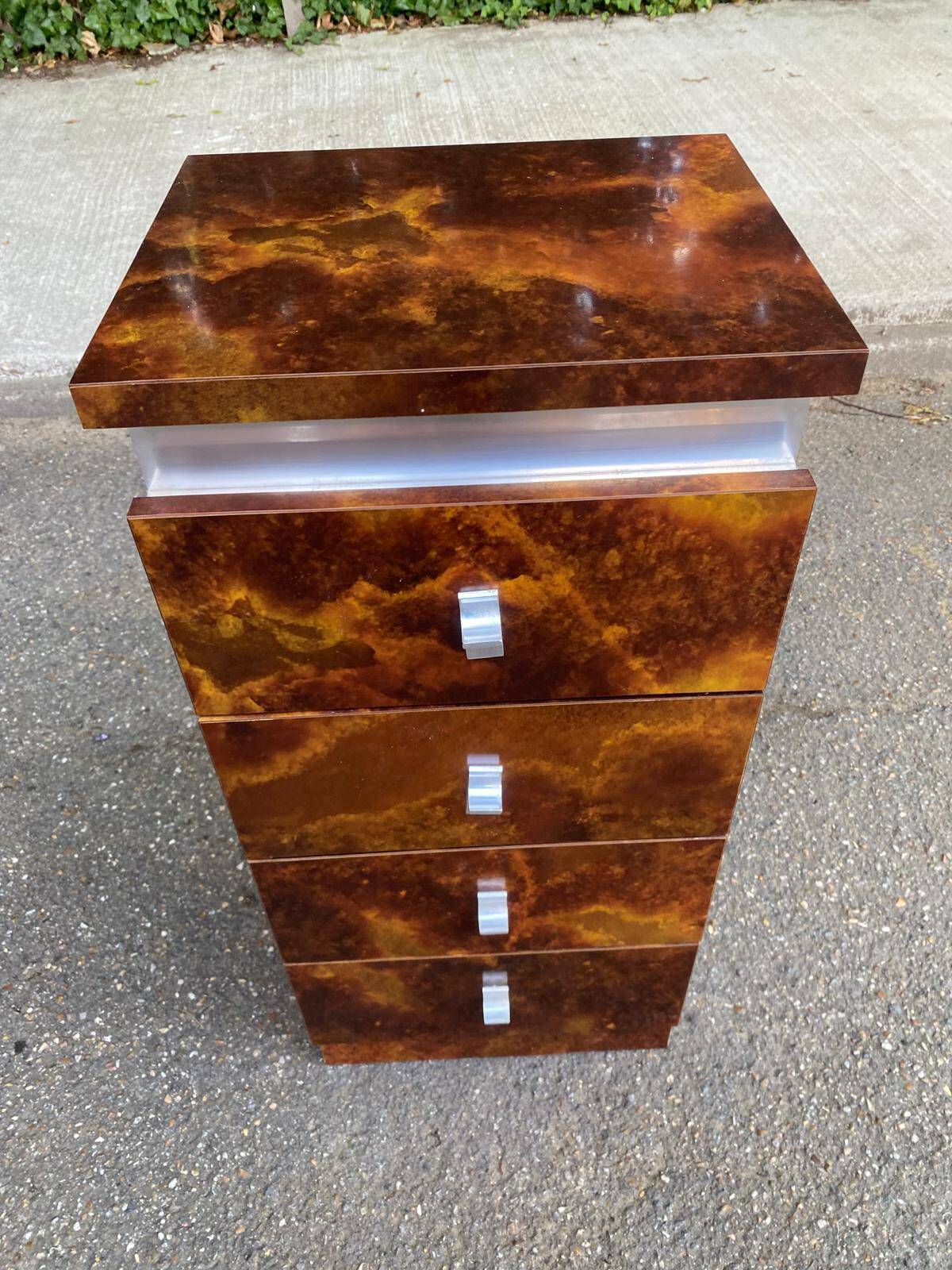 Commode loupe d'orme 1970 4 tiroirs
