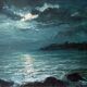 Tableau HSP "clair de lune" Marine signée + cadre (éc. début XX°)