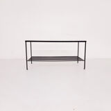 Mid-century modern minimalistic metal and glass coffee table