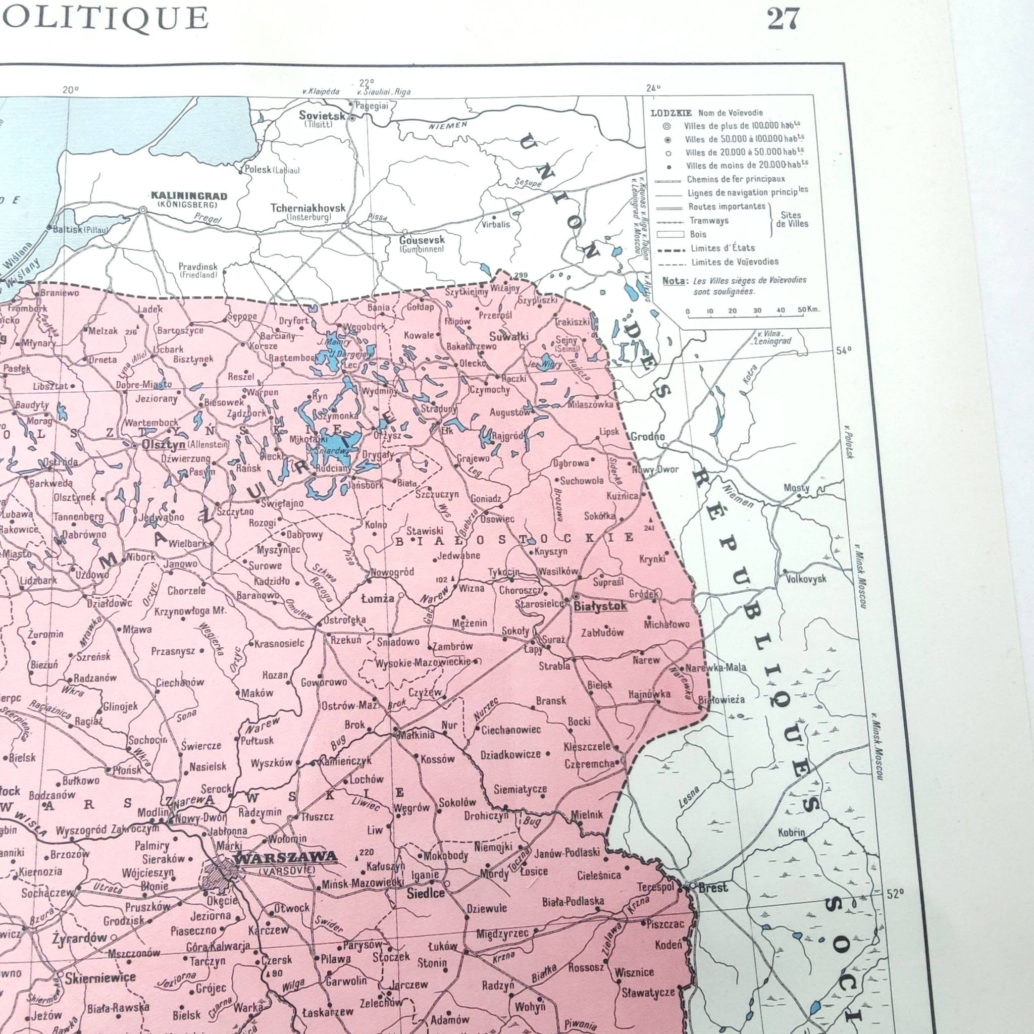 Old map of Poland Europe 43x43cm from 1950