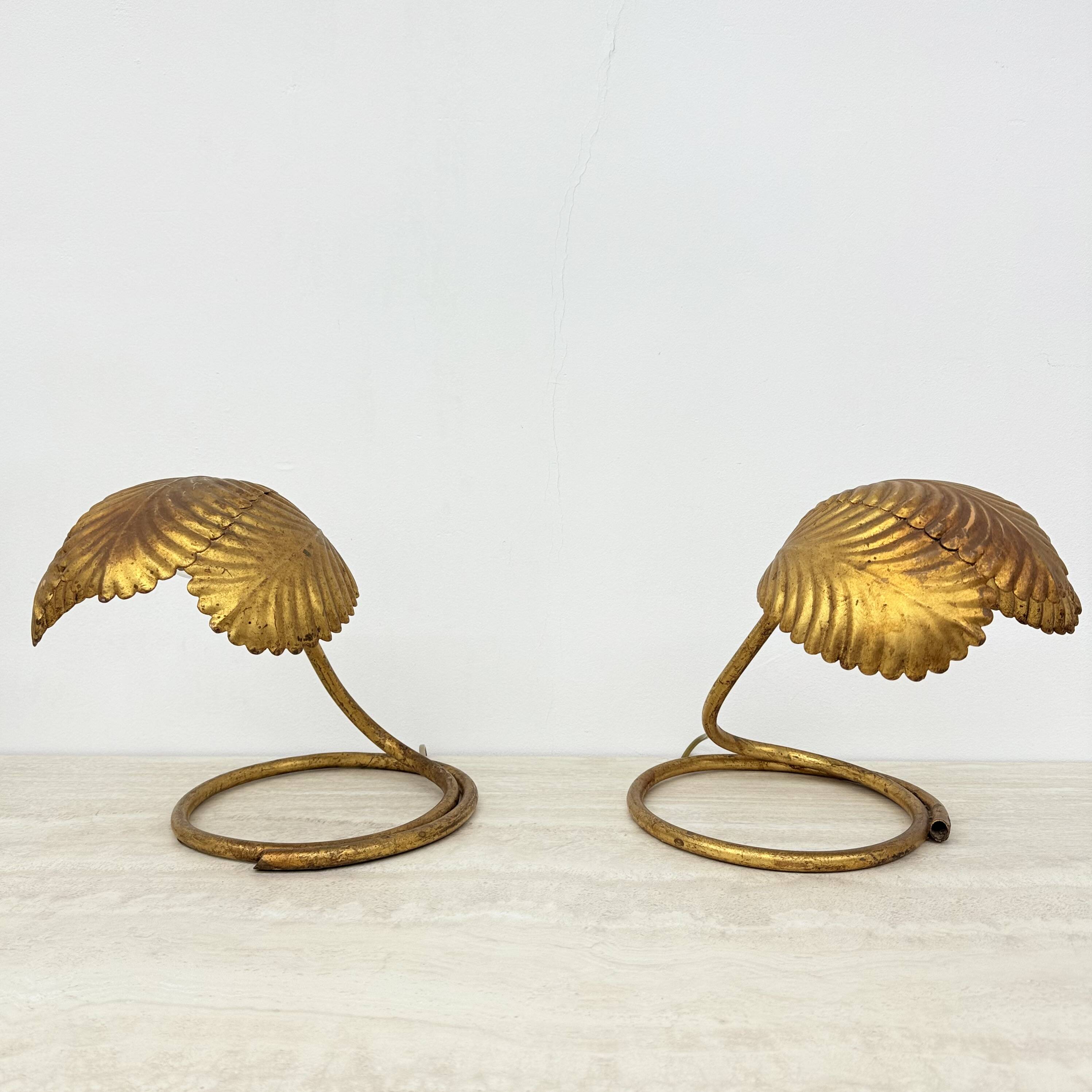 Pair of Mid-century table lamp leaf , 1970s