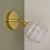 Vintage globe wall lamp in white clichy glass