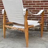 Vintage safari chair 1960s Denmark with canvas minimalist design