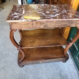 Carved walnut console marble top of the nineteenth century