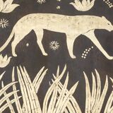 Painted canvas. Panther on a golden background. Contemporary work