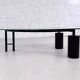 80s coffee table in metal and glass