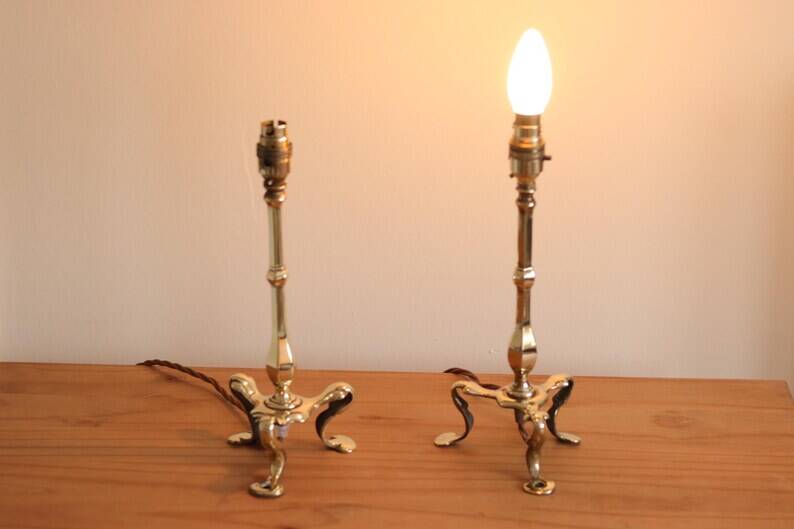 Pair Of Victorian Antique Brass Pullman Railway Carriage Table Lamps