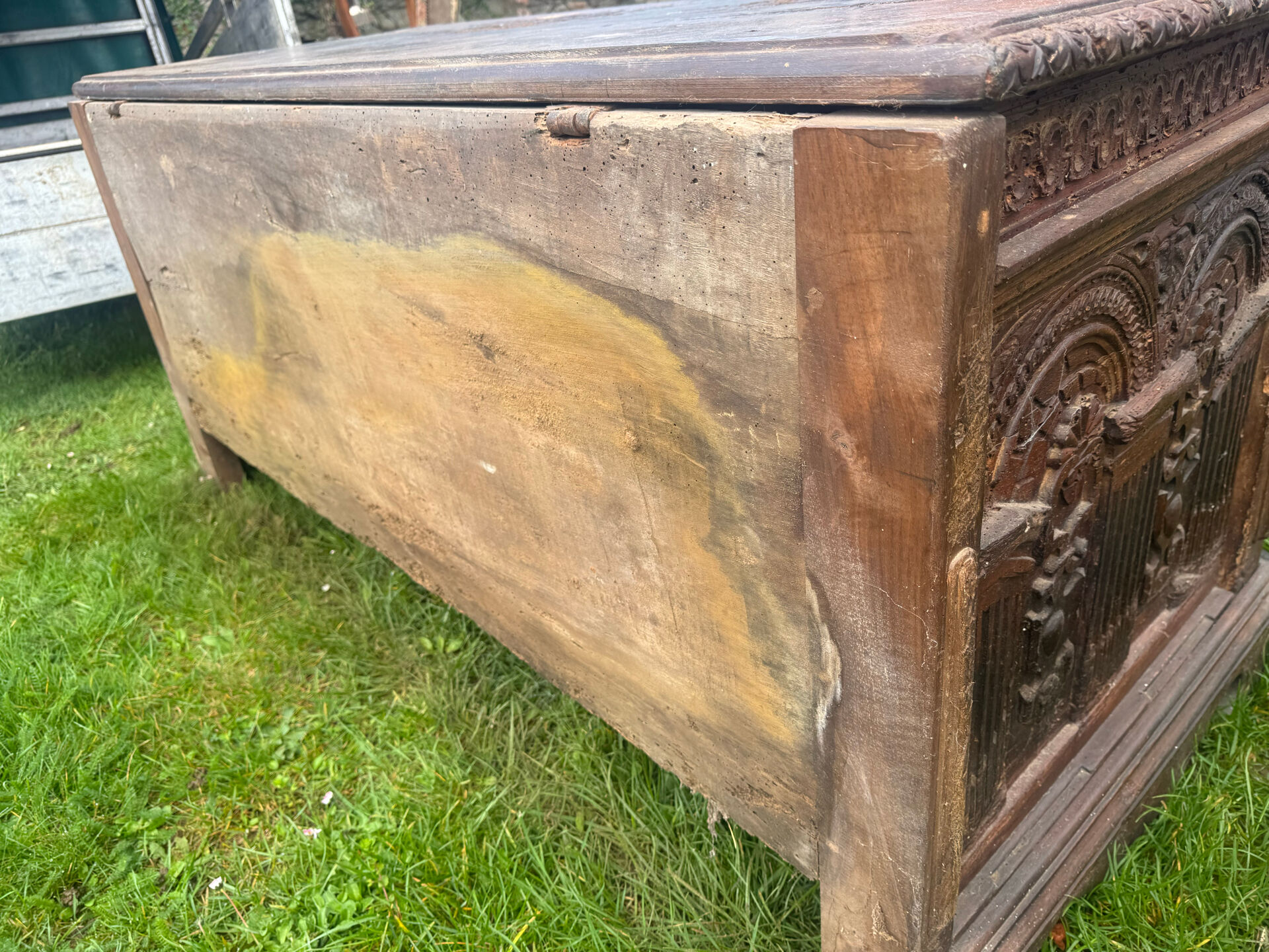 Large oak chest from the 18th century.