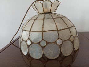 Hanging lamp blind day mother-of-pearl and vintage brass