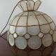 Suspension abat jour nacre et laiton vintage