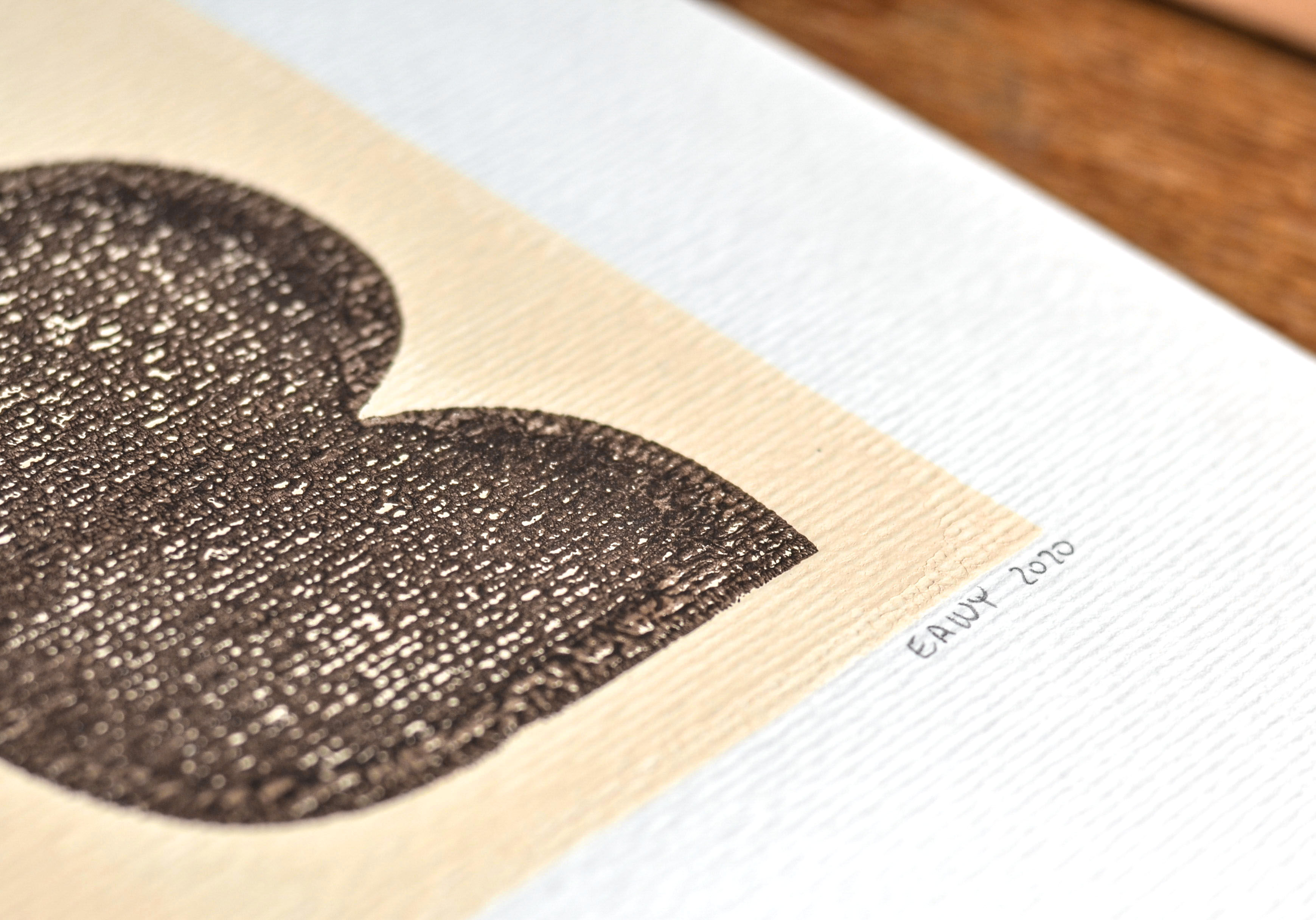 One-design painting on dated and signed paper without frame