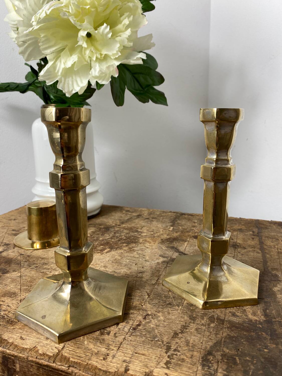 Pair of brass candlesticks