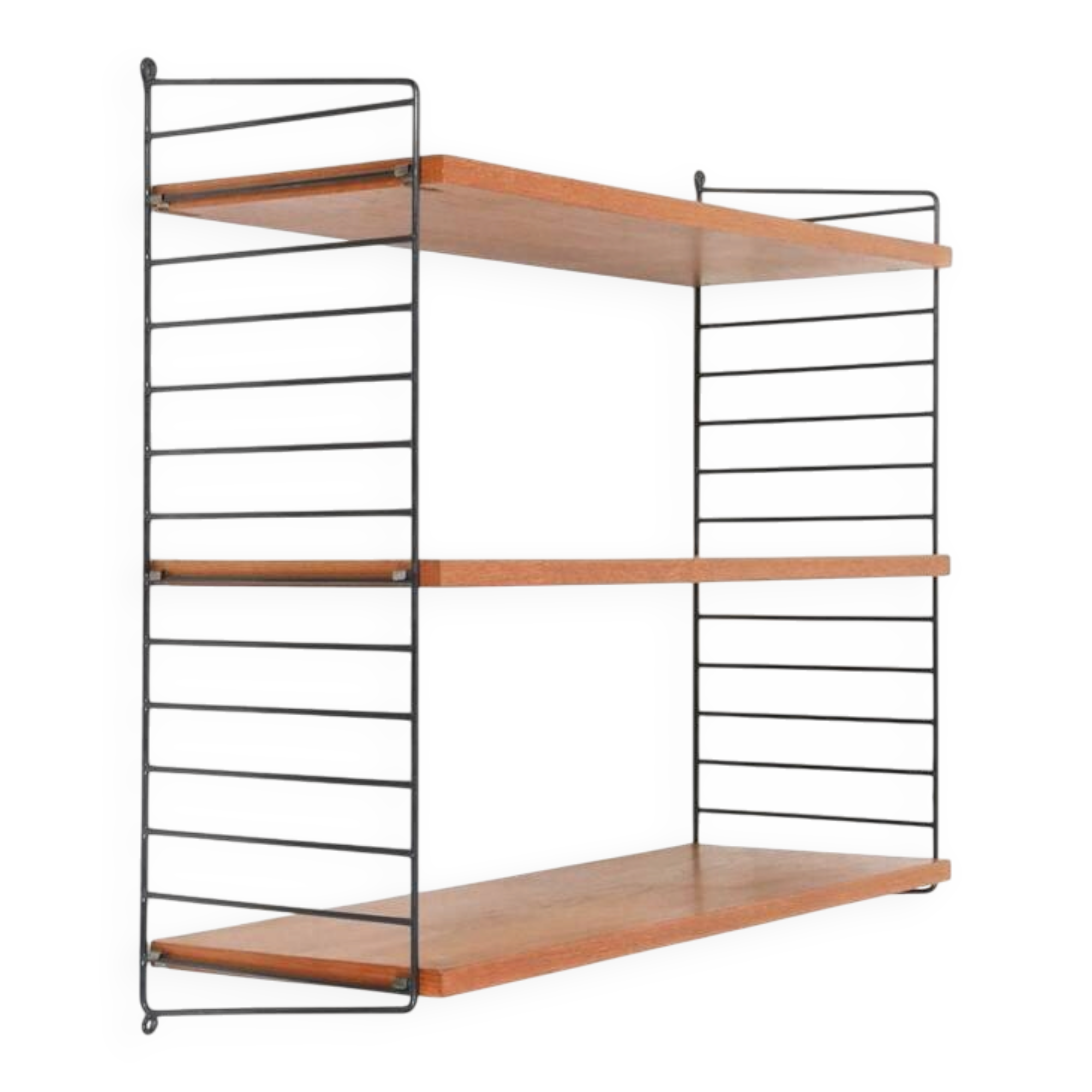 Original String shelving unit / Kajsa & Nisse Strinning / teak / mid-century modern design / black / 75x80x30cm