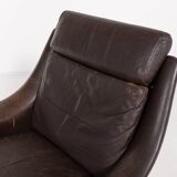 Fauteuil danois en cuir marron, 1960