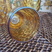 Set of 5 vintage glasses in amber yellow glass pernod france 2 assorted models
