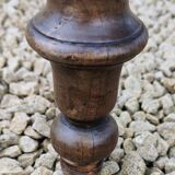 Old French farmhouse table in walnut with turned legs.