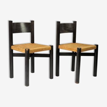 Pair of chairs "Meribel" Charlotte Perriand edited by Georges Blanchon France 1948