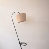 Lampadaire liseuse vintage filaire en metal et osier, 1960