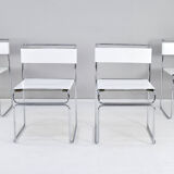 Set of Four Modern Italian White Leather Libellula Chairs by Giovanni Carini 70s