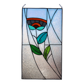 Vitrail décoratif floral fait main – Panneau en verre coloré 40 × 70 cm