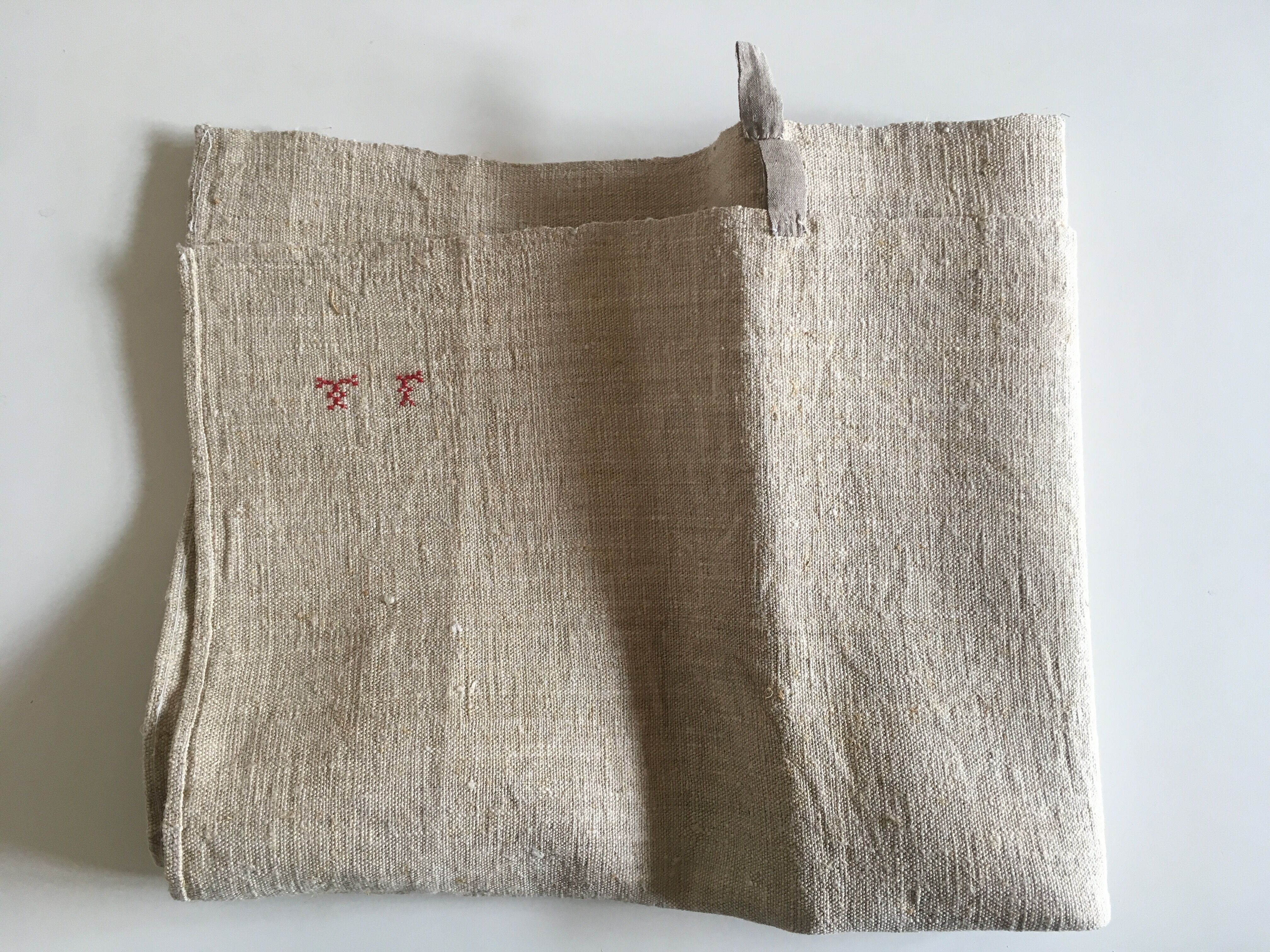 Raw hemp cloth table 19th L120cm