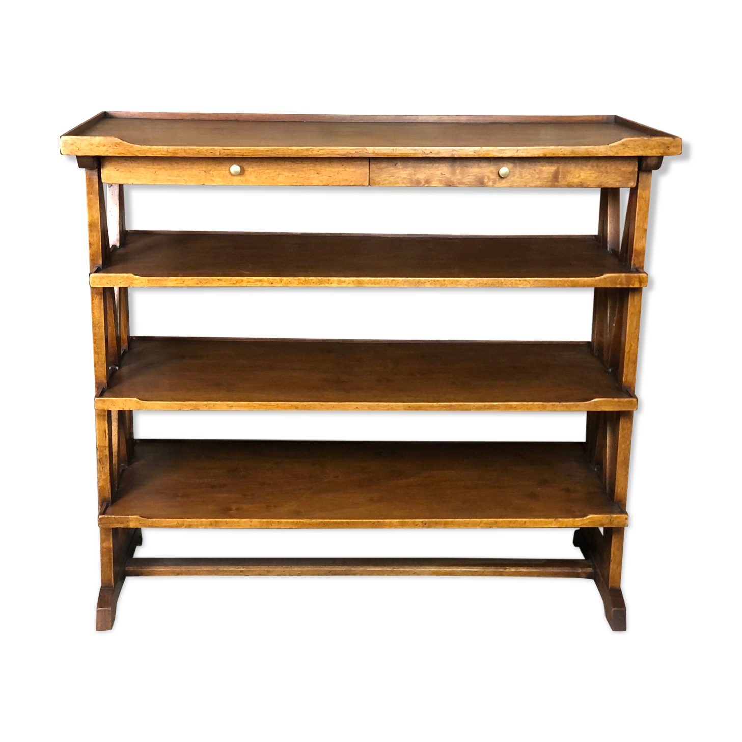 Service / storage furniture in solid walnut style Louis Philippe