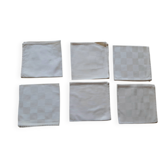 6 serviettes de table en coton épais crème damier