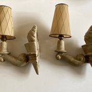 Pair of Arlus torchlight wall light in art deco plaster 1950