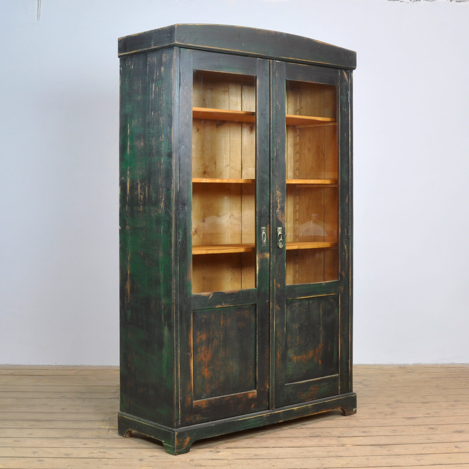 Vintage pine glass library, 1940's