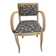 Fauteuil bridge bois tissu fleurs Noir et blanc