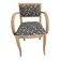 Fauteuil bridge bois tissu fleurs Noir et blanc