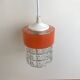 Vintage Glass Globe Pendant 70' Orange Band Electrical System New
