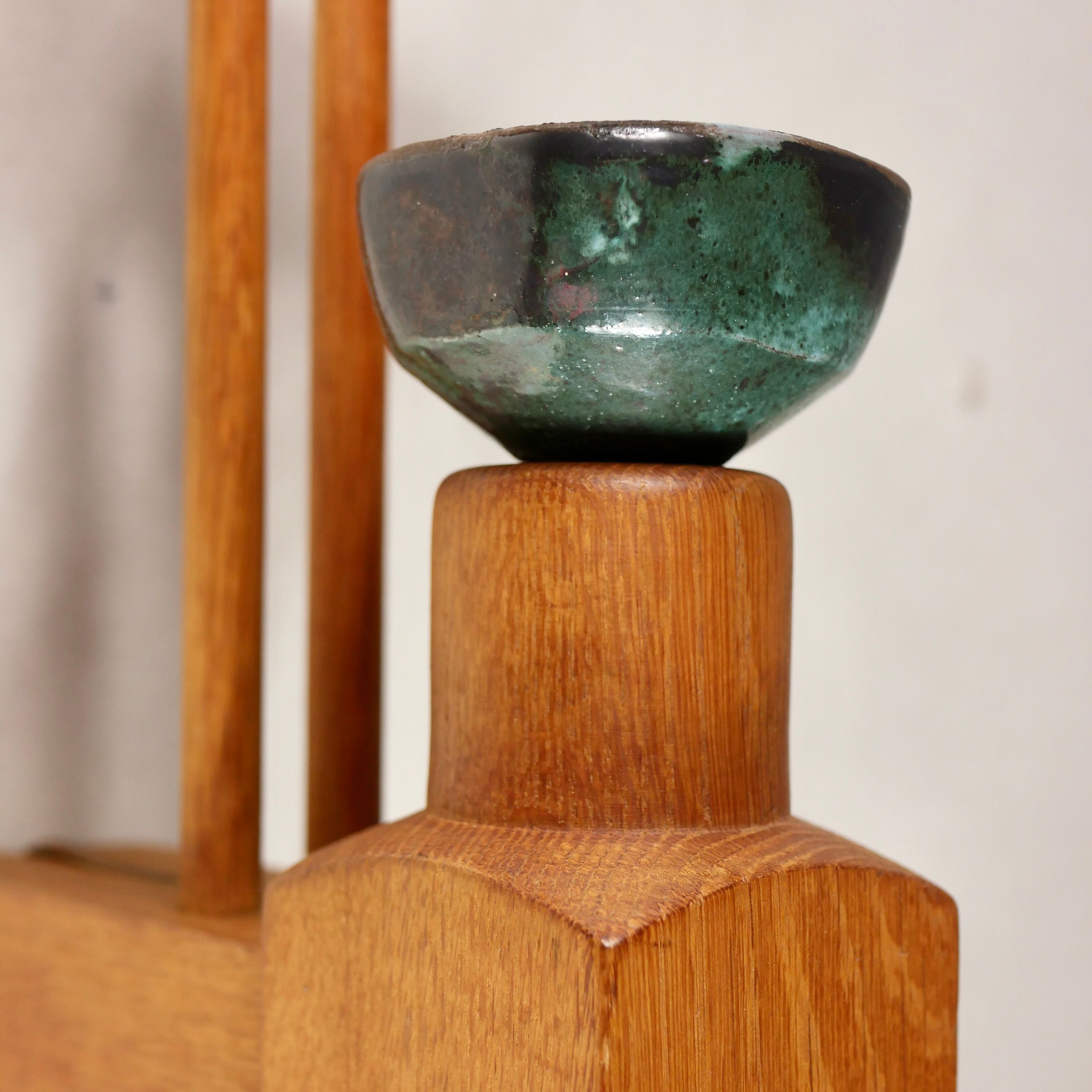 Wall lamp in oak and ceramic Guillerme and Chambron