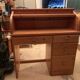 Pine desk with sliding wooden curtain