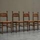 Set of 4 oak and bamboo chairs, 1950s.