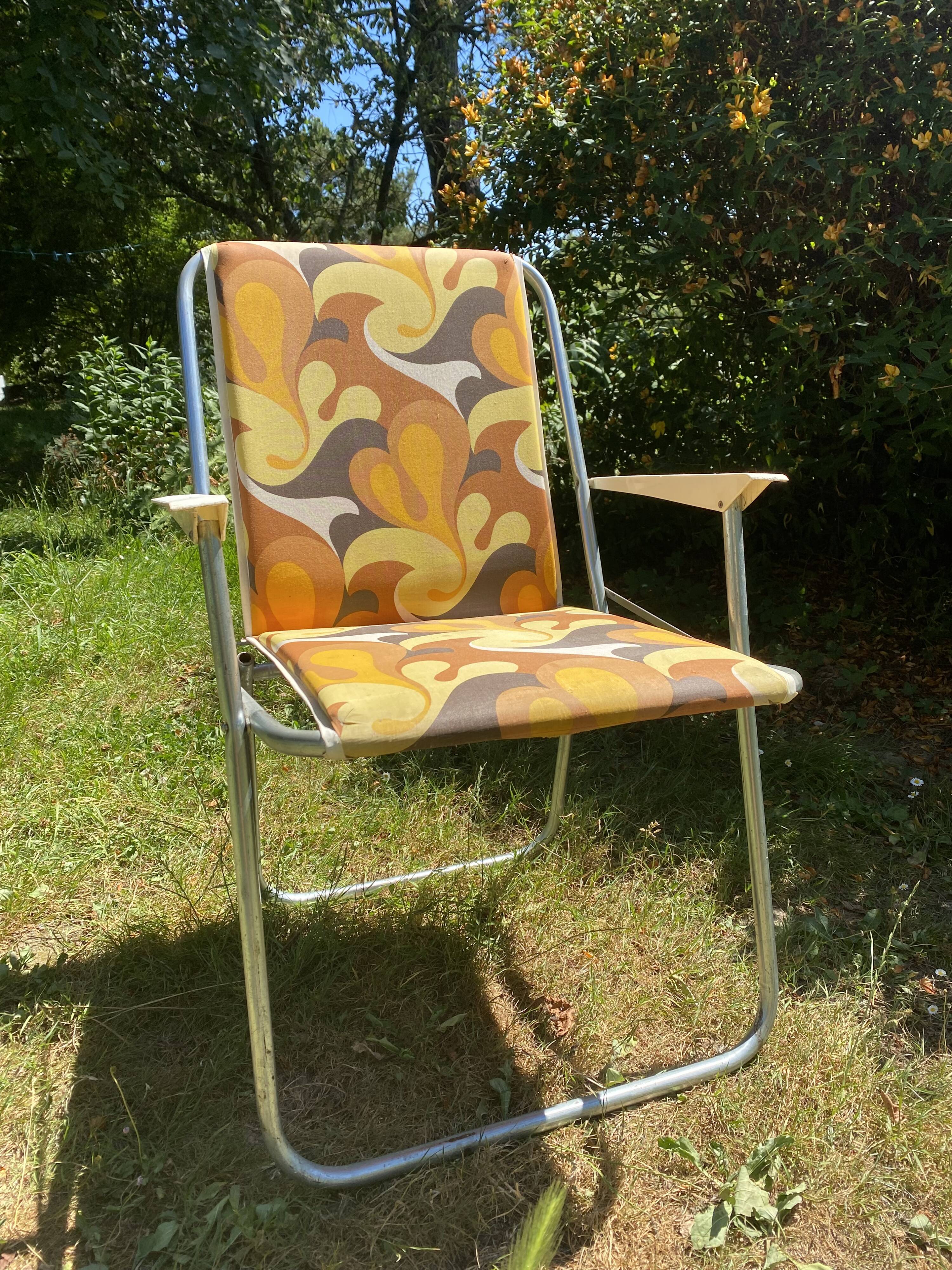 Folding camping chair, 70s garden armchair