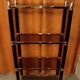 Shelf, Chinese, black and gold metal, smoked glass