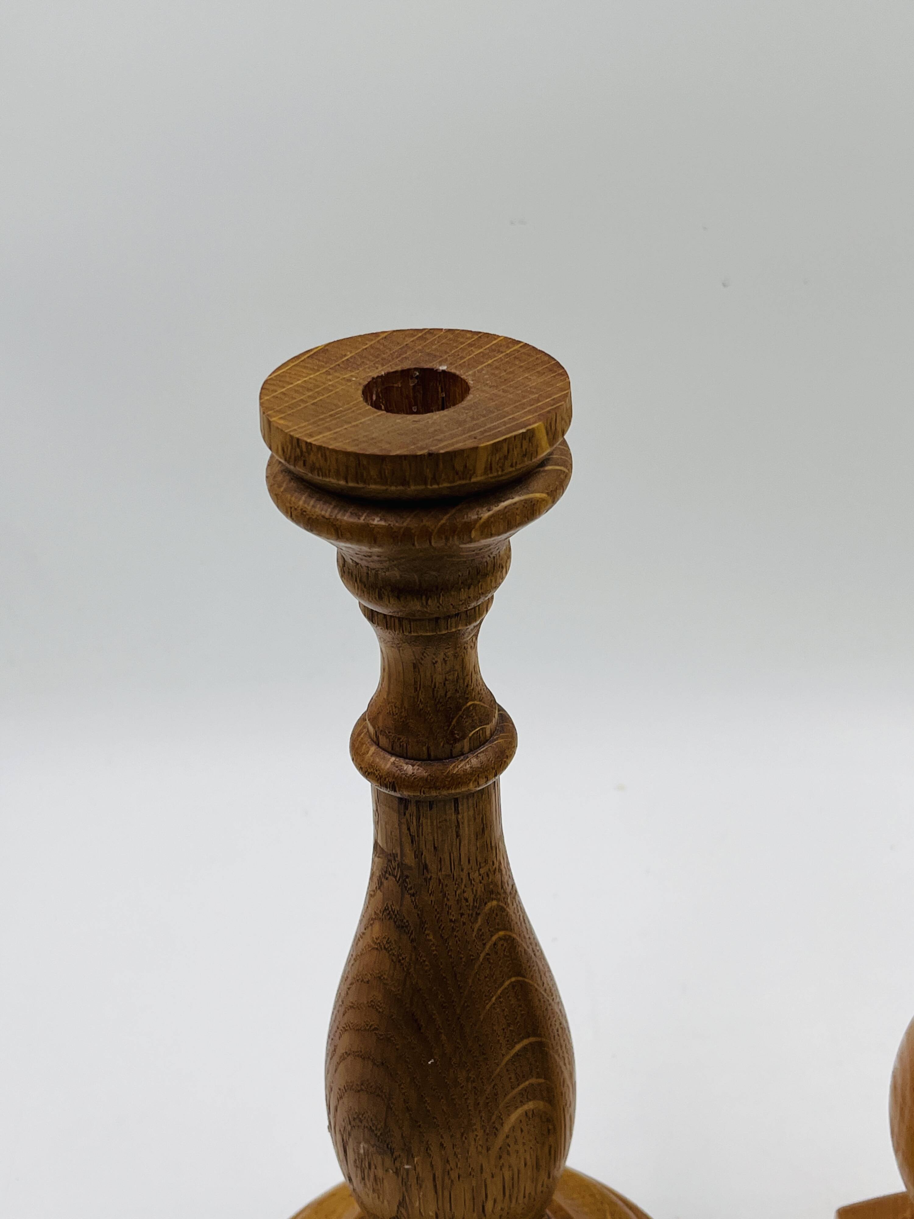 Pair of wooden candle holders